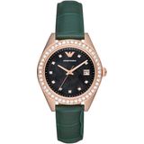Emporio Armani Leo AR11506 Horloge - Leer - Groen - Ø 36 mm