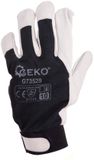 GEKO Leren werkhandschoenen - klittenband sluiting - Maat 10 - Blauw en wit - EN388 bescherming - 12 stuks