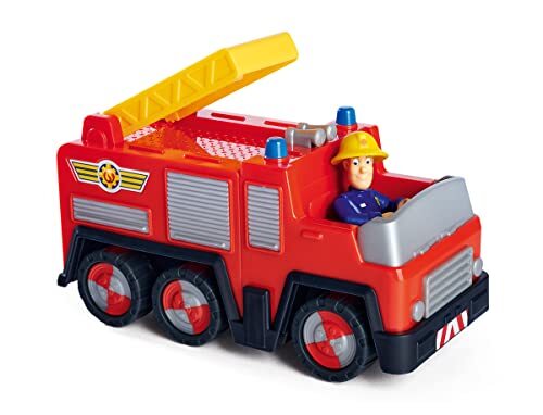 simba Brandweerman Sam Jupiter, kinderversie met figuur 7 cm, speelgoedauto 17 cm, brandweerauto, vanaf 3 jaar