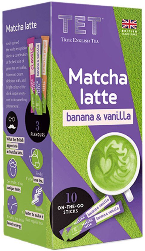 True English Tea Oplosthee Matcha Latte Banana & Vanilla, 10 st.