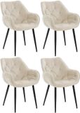 CLP Tanna Set van 4 eetkamerstoelen - Velvet - Fluweel/creme