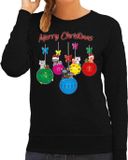 Bellatio Decorations Kersttrui / sweater dames - kerstbal - zwart - kerstpoes / kat - Merry Christmas XXL