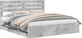 vidaXL Bedframe met hoofdeinde, betonkleur, 200 x 200 cm, constructiehout