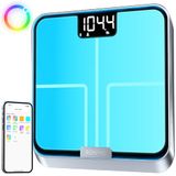 RENPHO Lichaamsvet- en spierweegschaal met veelkleurig display, intelligente weegschaal met app, 13 lichaamssamenstelling, gewicht, lichaamsvet, BMI, navulbaar