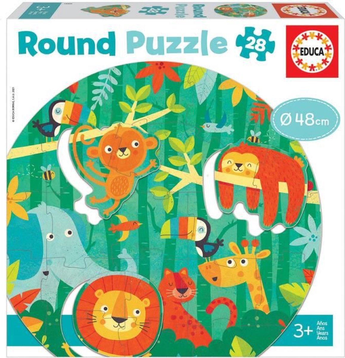 Educa 18906 Round Selva puzzel voor kinderen, rond, 28 delen, vanaf 3 jaar, meerkleurig
