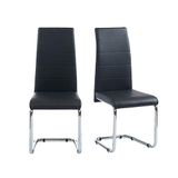 BAÏTA - Stoelen Mara set van 2 kunstleer, zwart, verchroomde metalen poten