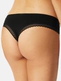 Schiesser Tanga Modern Multipacks Vrouwen Zwart Katoen/Elastaan Effen 6 Stuks