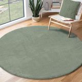 the carpet RELAX – Extra Zacht & Wasbaar Vloerkleed tot 30°C met Antislip Onderzijde – Fluweelachtige Structuur – Voor Slaapkamer of Woonkamer – Groen, rond 120 cm