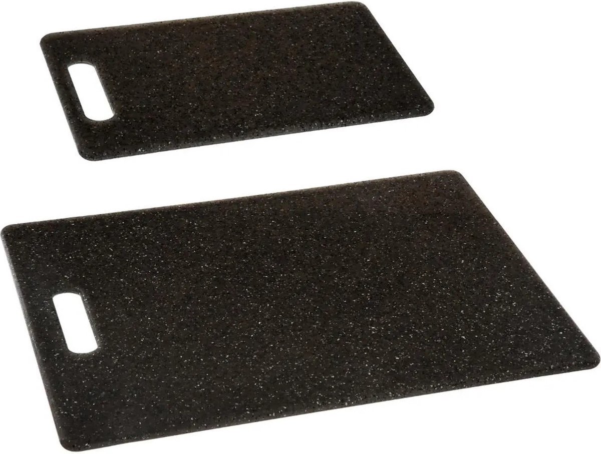 Secret de Gourmet Set van 2x stuks zwart snijplanken 25/36 cm van kunststof - Broodplanken - Snijplankjes