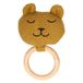 Doudou tête d'ours, anneau en bois, coton GOTS
