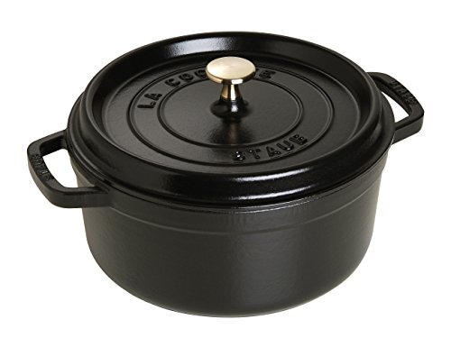 Staub Gietijzeren braadpan / cocotte, rond 20 cm, 2.24 L, zwart