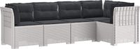 vidaXL Tuinbank met Kussens Rattanlook PP Wit