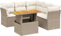 vidaXL 5-delige dining loungeset met kussens, polyrattan, beige
