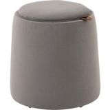 Tabouret 2 en 1 aspect velours avec espace de rangement et couvercle amovible Φ44 cm x 47,5 cm gris