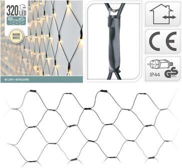 Home & Styling LED Netverlichting 320 LED's - 300x150cm - warm wit - Buiten