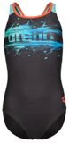 Arena Maillot de bain une pièce Paint Swim Pro pour fille, black-water-calypso coral, 12-13 ans