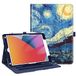 FINTIE Hoesje voor iPad 9e/8e/7e generatie (2021/2020/2019) 25,9 cm - Hoekbescherming] Multi-hoek kijkstandaard Cover met zak en potloodhouder, Auto Sleep Wake, Sterrennacht