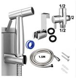 Navastore Set de douche de main pour toilettes, Acier inoxydable, Argent