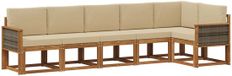 vidaXL - Hoek loungeset - 6 zitplaatsen - Polyester - Natuurlijk en beige