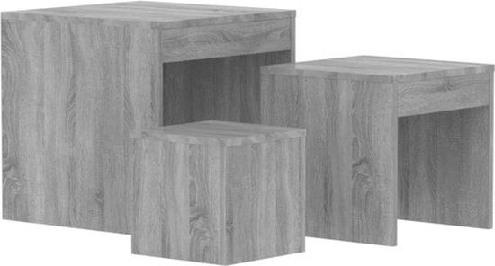 vidaXL 3-delige bijzettafelset bewerkt hout grijs sonoma eikenkleurig