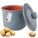 Römertopf Maxi Plus voorraadpot van natuurlijke klei voor lange houdbaarheid van levensmiddelen zoals aardappelen, Ø 26,0 cm, blauw-grijs