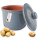 Römertopf Maxi Plus voorraadpot van natuurlijke klei voor lange houdbaarheid van levensmiddelen zoals aardappelen, Ø 26,0 cm, blauw-grijs