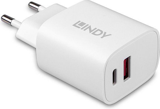 Lindy 73413 Oplader USB A en C, 20 W