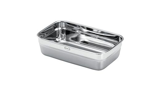 RÖSLE Doos FLEXX 2GO 1,5 l hoekig, lunchbox van roestvrij staal, magnetron- en ovenbestendig tot 150 °C, vaatwasmachinebestendig, zilverkleurig