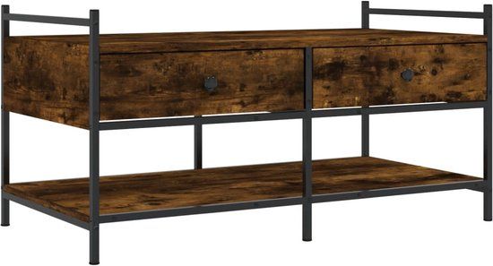 vidaXL Salontafel - 99x50x50 cm - Bewerkt Hout - Gerookt Eikenkleurig
