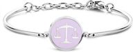 CO88 Collection Zodiac 8CB 90328 Stalen Armband met Hanger - Sterrenbeeld Weegschaal - Zilverkleurig / Pastel Paars