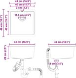 vidaXL Wasbak 80% kwarts en 20% hars 430 x 460 mm grijs