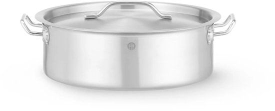 HENDI Lage RVS kookpan 8,5 liter met deksel en gaten, Ø 32 cm