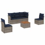 vidaXL Loungeset met kussens, polyrotan, grijs