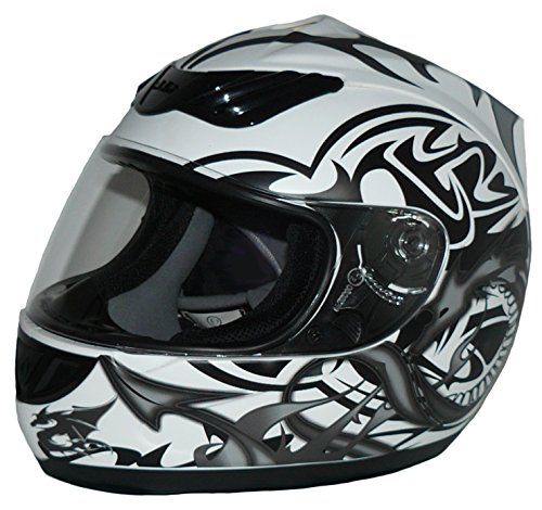 protectWEAR Motorhelm wit H-510-11 grijs drakendesign-S