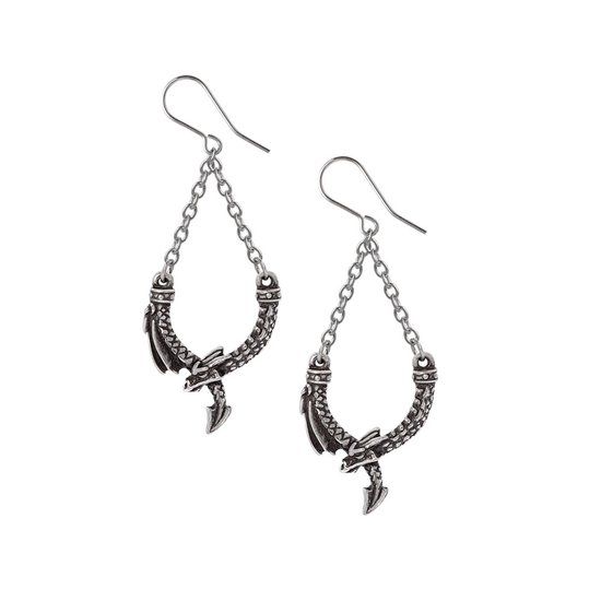 Alchemy Gothic Alchemy Dragon's Lure Danglers Oorbellen - Zilverkleurig