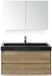 BES LED Dante Badmeubelset 100 cm - Natuur Eiken - Wastafel Hardsteen Wit Lucca met Spiegelkast