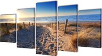 vidaXL Canvas muurdruk set zandstrand 100 x 50 cm
