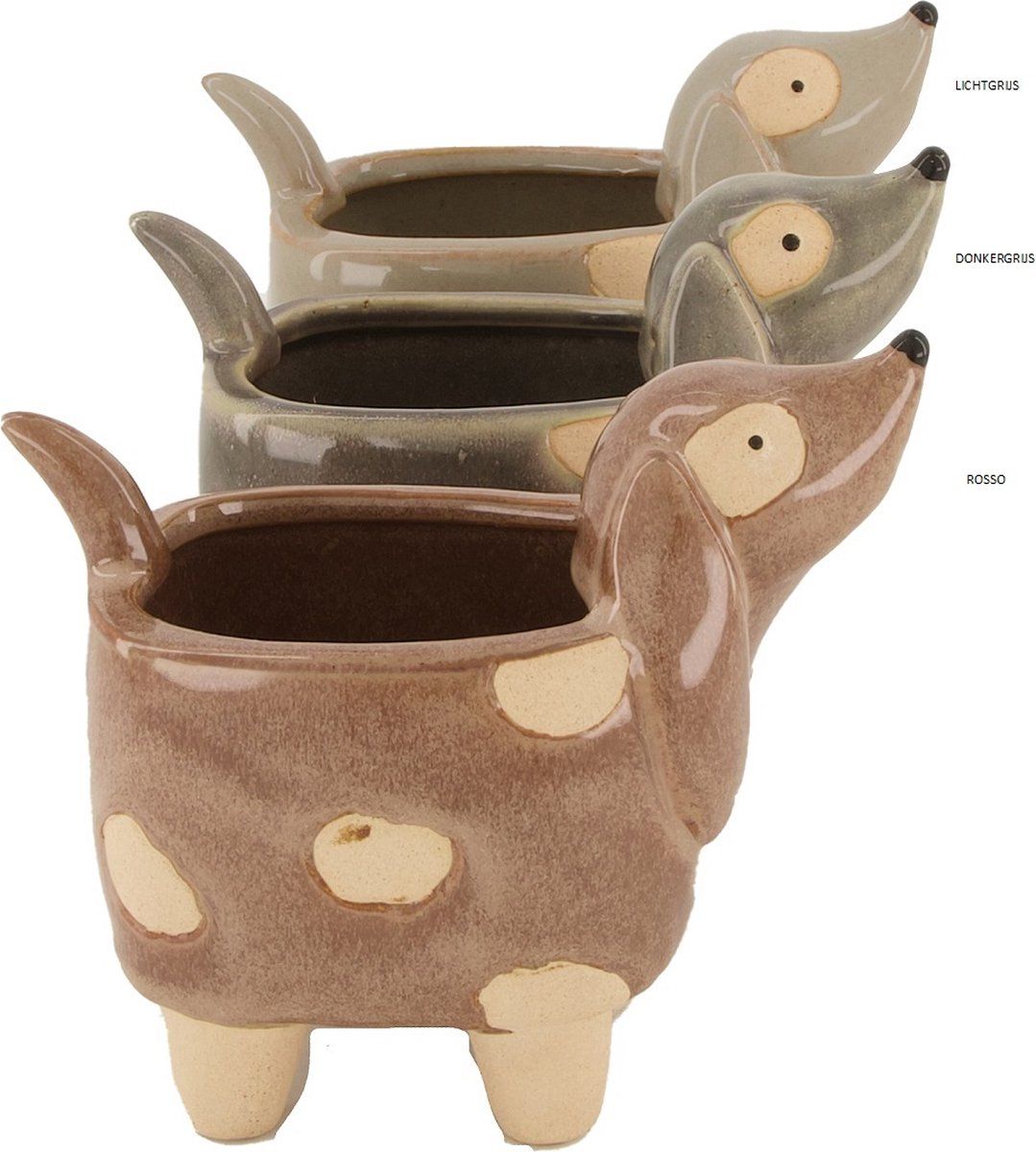 Dijk Natural Collections Plantenbak Hond - Lichtgrijs
