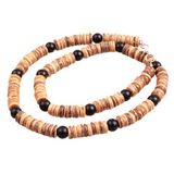 Memphis Houten kralen ketting Bruin met Zwart 60cm