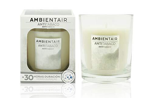 Ambientair Ambientair. Anti-smoking scented candle. Candle scented with vegetable wax and natural perfume with an estimated duration of 30 hours. Enjoy the aromatherapy in your home with this candle in a crystal glass.