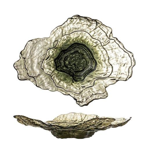 Bloomingville Glazen schaal groen Aiku 38cm