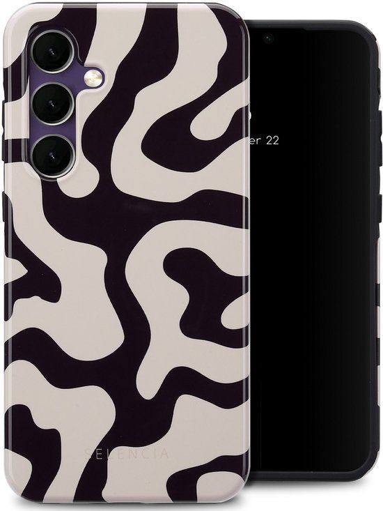 Selencia Hoesje - Geschikt voor Samsung Galaxy S24 FE - Backcover - Art Wave Black