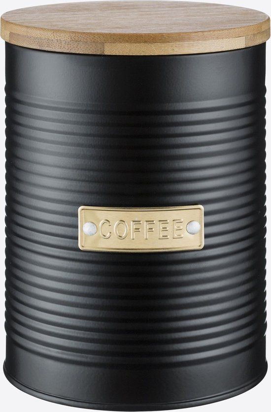 Typhoon Otto Koffie Voorraaddoos - Zwart - 1 Ltr - Met Bamboe Deksel
