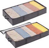 Sac de rangement sous le lit avec 4 poignées renforcées - Lot de 2 - Grande boîte de rangement pliable pour vêtements - Draps