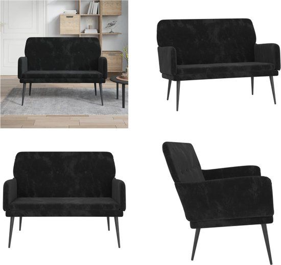 vidaXL Bankje 108x79x79 cm fluweel zwart