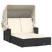 Poly Rattan Lit 2 personnes avec auvent et coussins noir