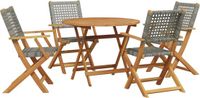 vidaXL 5-delige Tuinset Poly Rattan en Massief Hout Grijs