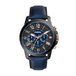 Fossil Grant herenhorloge, quartz chronograaf uurwerk, met roestvrijstalen armband of leren band, Zwart en blauw, Riem