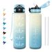 1 liter motiverende drinkfles, sportfles met rietje, gemakkelijk te reinigen, herbruikbaar, sportfles met tijdsweergave, voor werk, fietsen, wandelen, kantoor