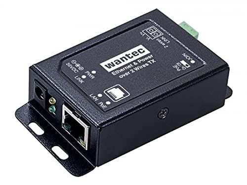 Wantec 2wIP 2-draads ethernet adapter met PoE - schroefklemmen - client | camerazijde | ontvanger - 1-poort